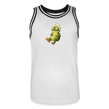 Masque concombre grenouille dans le spa - Maillot de basket Homme - blanc/noir - Devant - AI Model Male 185 dark (185cm)