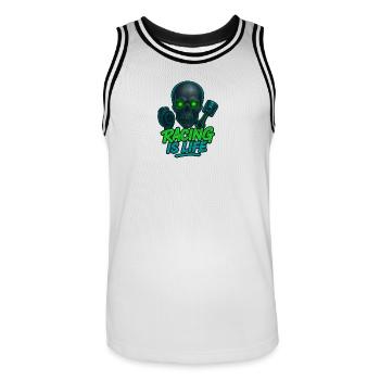 La course est la vie crâne néon - Maillot de basket Homme - blanc/noir - Devant - AI Model Male 185 dark (185cm)