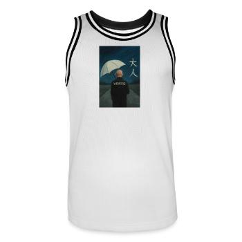 adult - Men's Basketball Jersey - white/black - Front - AI Model Male 185 dark (185cm)
