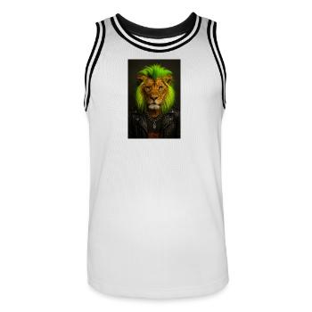 Lion NeonPunk in leather look - Men's Basketball Jersey - white/black - Front - AI Model Male 185 dark (185cm)