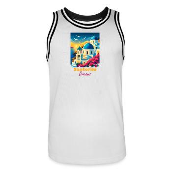 Santorini Dream Light - Men's Basketball Jersey - white/black - Front - AI Model Male 185 dark (185cm)