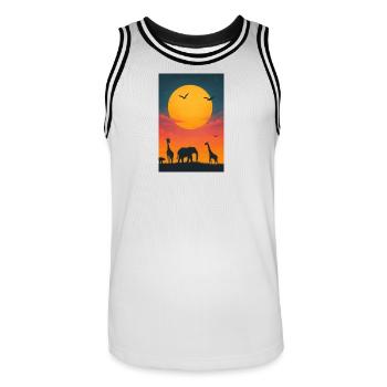 Savannen Sonnenuntergang - Männer Basketball-Trikot - Weiß/Schwarz - Vorne - AI Model Male 185 dark (185cm)