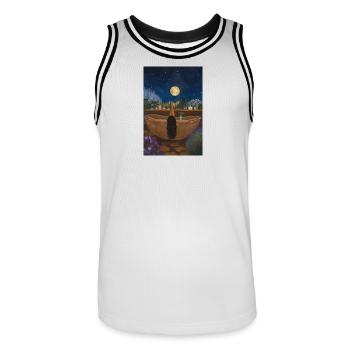 Moonlight bath in the herb garden - Men's Basketball Jersey - white/black - Front - AI Model Male 185 dark (185cm)