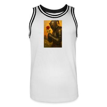 Ritter mit Rose - Männer Basketball-Trikot - Weiß/Schwarz - Vorne - AI Model Male 185 dark (185cm)