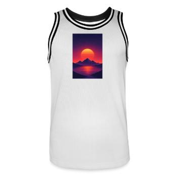 Sunset over alpine lake - Men's Basketball Jersey - white/black - Front - AI Model Male 185 dark (185cm)