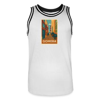 Gomera Island Street Poster - Men's Basketball Jersey - white/black - Front - AI Model Male 185 dark (185cm)