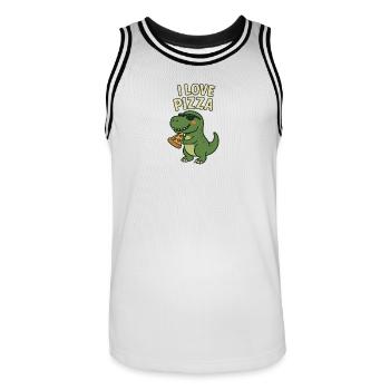 J’adore la pizza Dino - Maillot de basket Homme - blanc/noir - Devant - AI Model Male 185 dark (185cm)