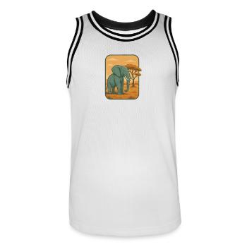 Savanna Elefant Vintage Panel - Männer Basketball-Trikot - Weiß/Schwarz - Vorne - AI Model Male 185 dark (185cm)