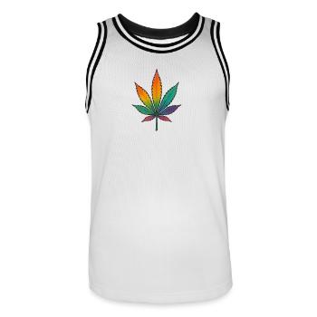 Conception de feuille de cannabis arc-en-ciel - Maillot de basket Homme - blanc/noir - Devant - AI Model Male 185 dark (185cm)