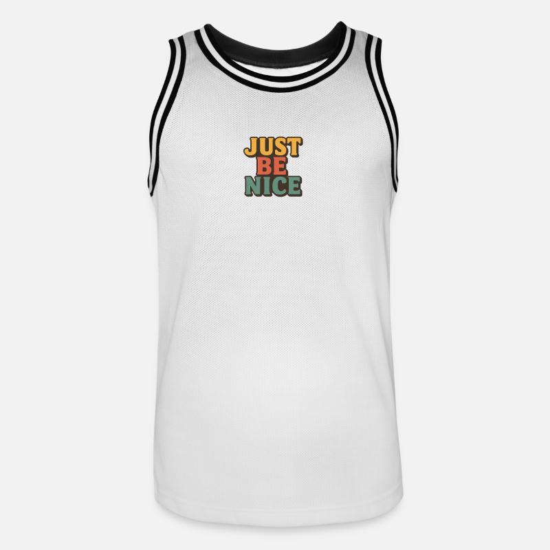 Sei einfach nett Retro-Typografie - Männer Basketball-Trikot - Weiß/Schwarz