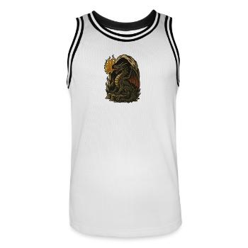 Dragon enflammé - Maillot de basket Homme - blanc/noir - Devant - AI Model Male 185 dark (185cm)