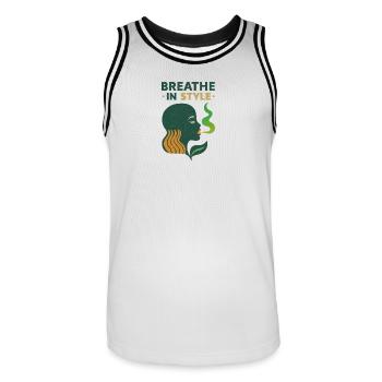 French Inhale – Respire en  Style (profil coloré) - Maillot de basket Homme - blanc/noir - Devant - AI Model Male 185 dark (185cm)