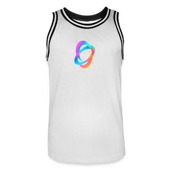 Future Fusion – Neon Flow Vibes - Maillot de basket Homme - blanc/noir - Devant - AI Model Male 185 dark (185cm)