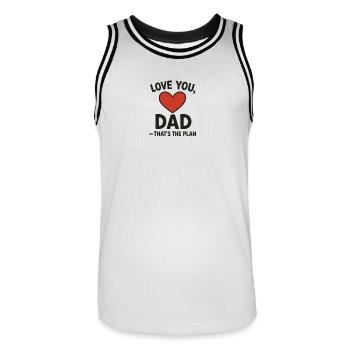 Love You Dad That's The Plan - Men's Basketball Jersey - white/black - Front - AI Model Male 185 dark (185cm)