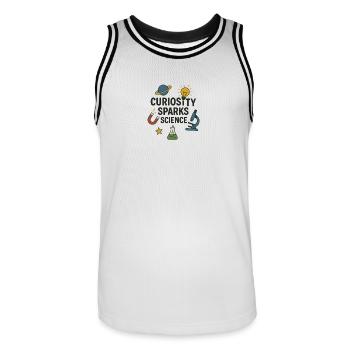 Neugier entfacht die Wissenschaft - Männer Basketball-Trikot - Weiß/Schwarz - Vorne - AI Model Male 185 dark (185cm)