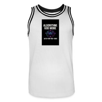 Algorithm God Mode - Men's Basketball Jersey - white/black - Front - AI Model Male 185 dark (185cm)