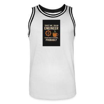 Trust me, I'm an engineer - Men's Basketball Jersey - white/black - Front - AI Model Male 185 dark (185cm)
