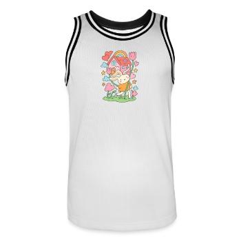 Maison de poupée lapin pastel en fleurs - Maillot de basket Homme - blanc/noir - Devant - AI Model Male 185 dark (185cm)