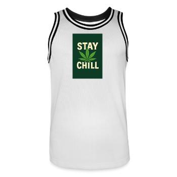 Stay Chill Cannabis Leaf - Männer Basketball-Trikot - Weiß/Schwarz - Vorne - AI Model Male 185 dark (185cm)