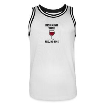 Drinking_Wine_ _Feeling_Fine - Maillot de basket Homme - blanc/noir - Devant - AI Model Male 185 dark (185cm)