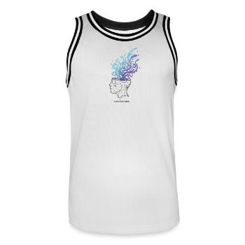 Abstract Brain Illustration - Men's Basketball Jersey - white/black - Front - AI Model Male 185 dark (185cm)