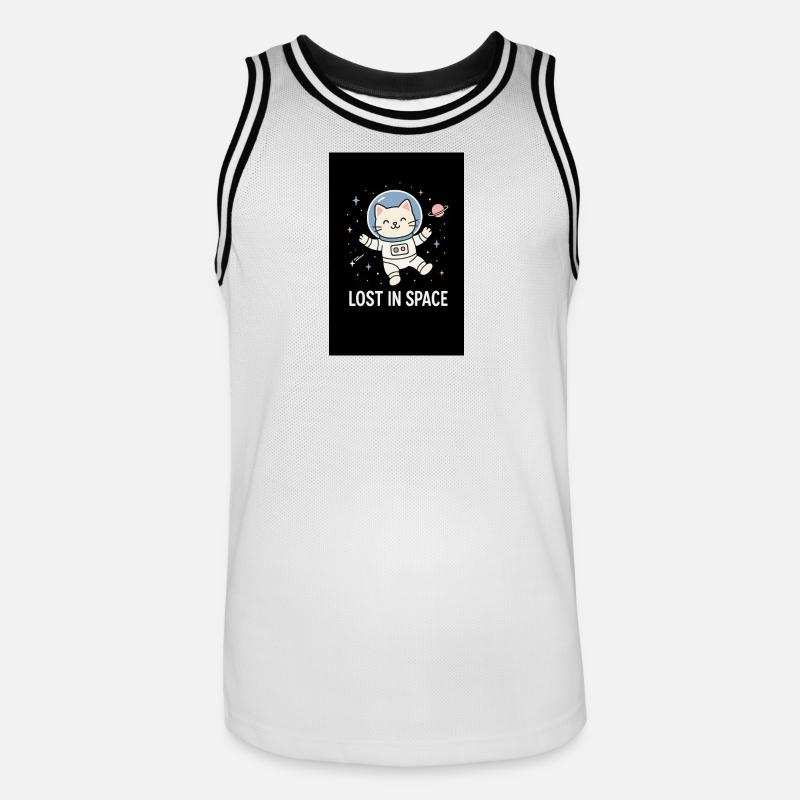 Astronaute chat perdu dans l’espace - Maillot de basket Homme - blanc/noir