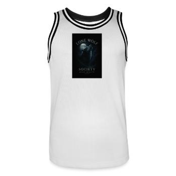Lone Wolf Society - Männer Basketball-Trikot - Weiß/Schwarz - Vorne - AI Model Male 185 dark (185cm)