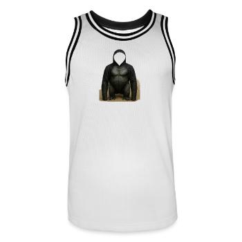 Shadow Gorilla Kapuzenpullover Design - Männer Basketball-Trikot - Weiß/Schwarz - Vorne - AI Model Male 185 dark (185cm)