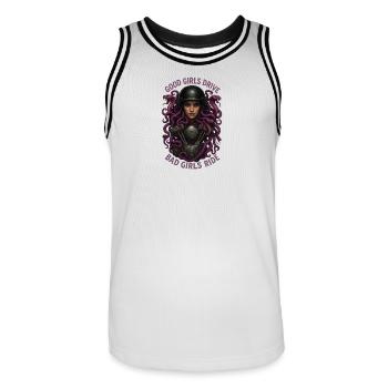 Medusa Biker Bad Girls Ride - Men's Basketball Jersey - white/black - Front - AI Model Male 185 dark (185cm)