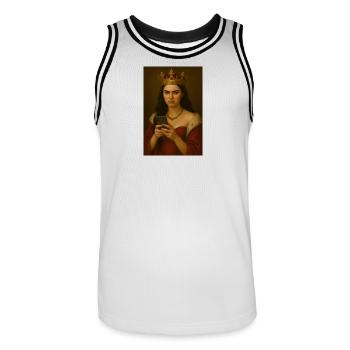 Frustration royale sur le smartphone - Maillot de basket Homme - blanc/noir - Devant - AI Model Male 185 dark (185cm)