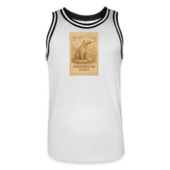 Noordelijke Geest: Poolbeer op IJs - Men's Basketball Jersey - white/black - Front - AI Model Male 185 dark (185cm)
