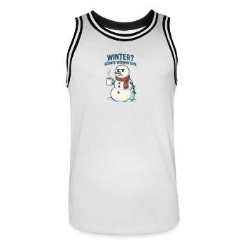 Winter? Wärm dich mit Kaffee - Männer Basketball-Trikot - Weiß/Schwarz - Vorne - AI Model Male 185 dark (185cm)