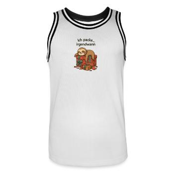 Faultier beim Geschenkestapel - Männer Basketball-Trikot - Weiß/Schwarz - Vorne - AI Model Male 185 dark (185cm)