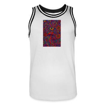 Psychedelisches Auge und Pilze - Männer Basketball-Trikot - Weiß/Schwarz - Vorne - AI Model Male 185 dark (185cm)