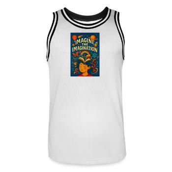 L’imagination en mouvement s’épanouit - Maillot de basket Homme - blanc/noir - Devant - AI Model Male 185 dark (185cm)