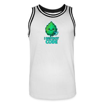 Green Leaf Code Warrior - Men's Basketball Jersey - white/black - Front - AI Model Male 185 dark (185cm)