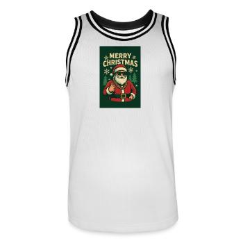 Chilliger Santa mit Sonnenbrille - Männer Basketball-Trikot - Weiß/Schwarz - Vorne - AI Model Male 185 dark (185cm)