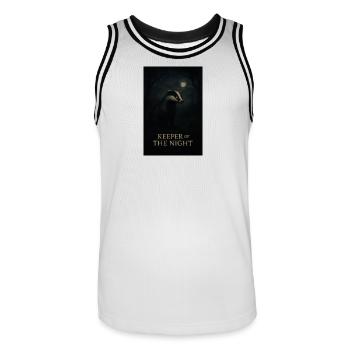 Guardian of the Night - Men's Basketball Jersey - white/black - Front - AI Model Male 185 dark (185cm)
