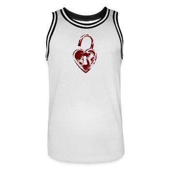 Red Heart Lock Love Design - Men's Basketball Jersey - white/black - Front - AI Model Male 185 dark (185cm)