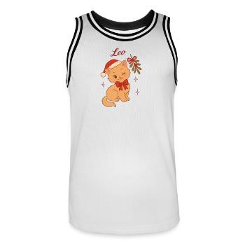 Christmas Kitten Leo - Men's Basketball Jersey - white/black - Front - AI Model Male 185 dark (185cm)