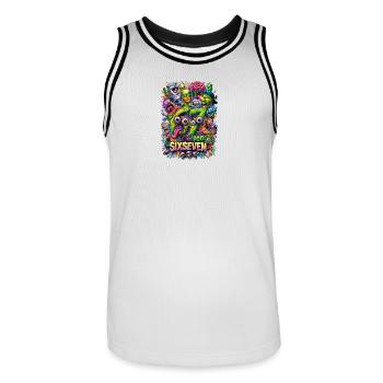 Ultra brain rot - Men's Basketball Jersey - white/black - Front - AI Model Male 185 dark (185cm)