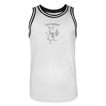 Moutons Feliz Navidad avec sapin de Noël - Maillot de basket Homme - blanc/noir - Devant - AI Model Male 185 dark (185cm)