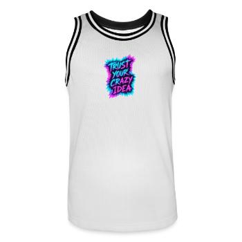 Trust Your Crazy Idea Neon - Men's Basketball Jersey - white/black - Front - AI Model Male 185 dark (185cm)