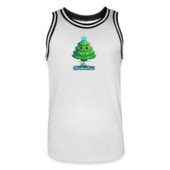 Sapin de Noël câlin avec étoile - Maillot de basket Homme - blanc/noir - Devant - AI Model Male 185 dark (185cm)