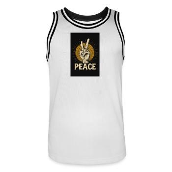 Peace Hand Retro Design - Männer Basketball-Trikot - Weiß/Schwarz - Vorne - AI Model Male 185 dark (185cm)