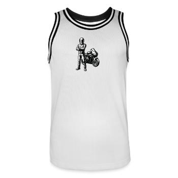 Style d’illustration Superbike Racer - Maillot de basket Homme - blanc/noir - Devant - AI Model Male 185 dark (185cm)