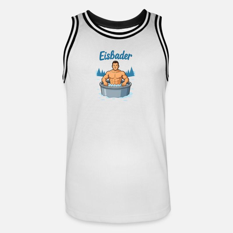 Eisbader Muskelmann im Eisbad - Men's Basketball Jersey - white/black
