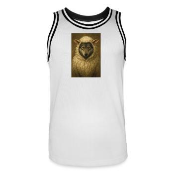 Wolf in sheep's clothing - Men's Basketball Jersey - white/black - Front - AI Model Male 185 dark (185cm)