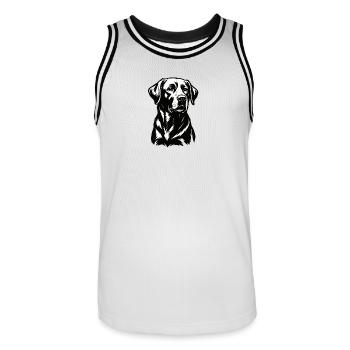 Illustration du chien labrador – Design détaillé - Maillot de basket Homme - blanc/noir - Devant - AI Model Male 185 dark (185cm)
