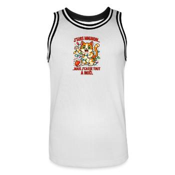 Electric Christmas Kitten and Garlands - Men's Basketball Jersey - white/black - Front - AI Model Male 185 dark (185cm)